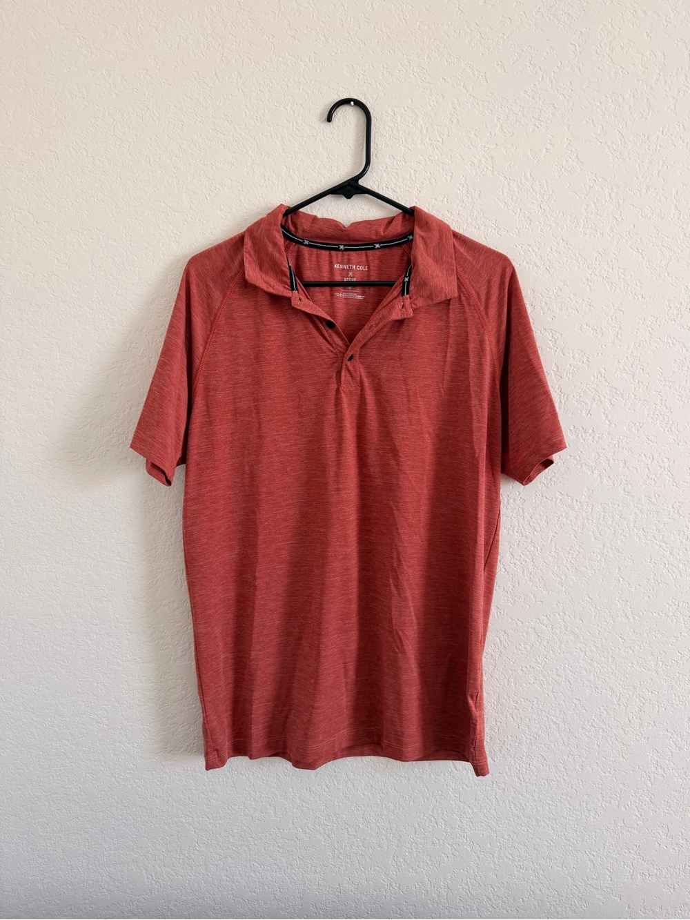 Kenneth Cole Men's Rust Red Heather Dri-Fit Polo